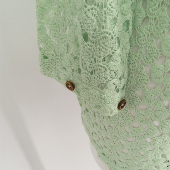 SIMPLY NOELLE SMALL MINT GREEN LOOSE KNIT SUMMER TOP - Picture 4 of 8